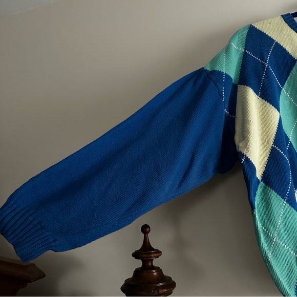 Vintage 80s Benetton Argyle Pattern Sweater - Picture 2 of 6